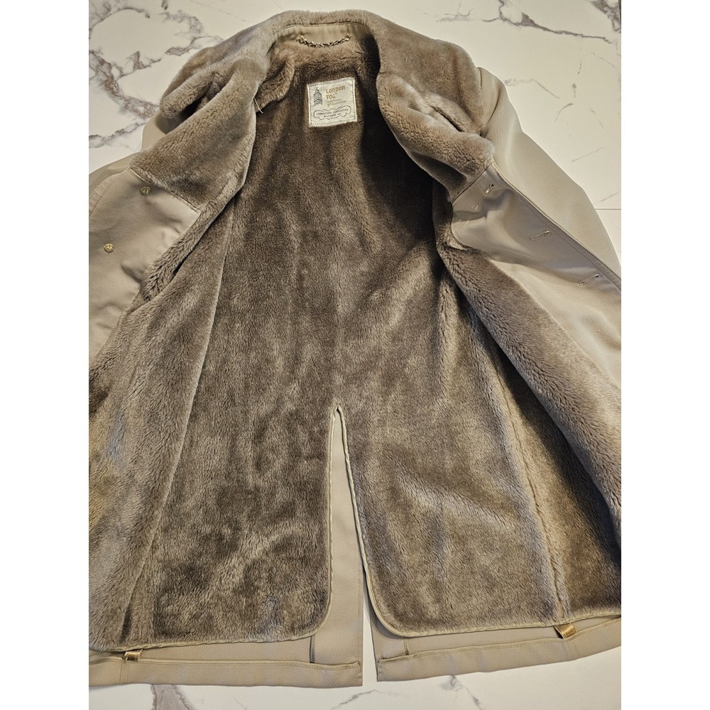 70s Vintage London Fog Trench Coat Faux Fur Lining And Collar Mens Size 38 - Picture 8 of 9